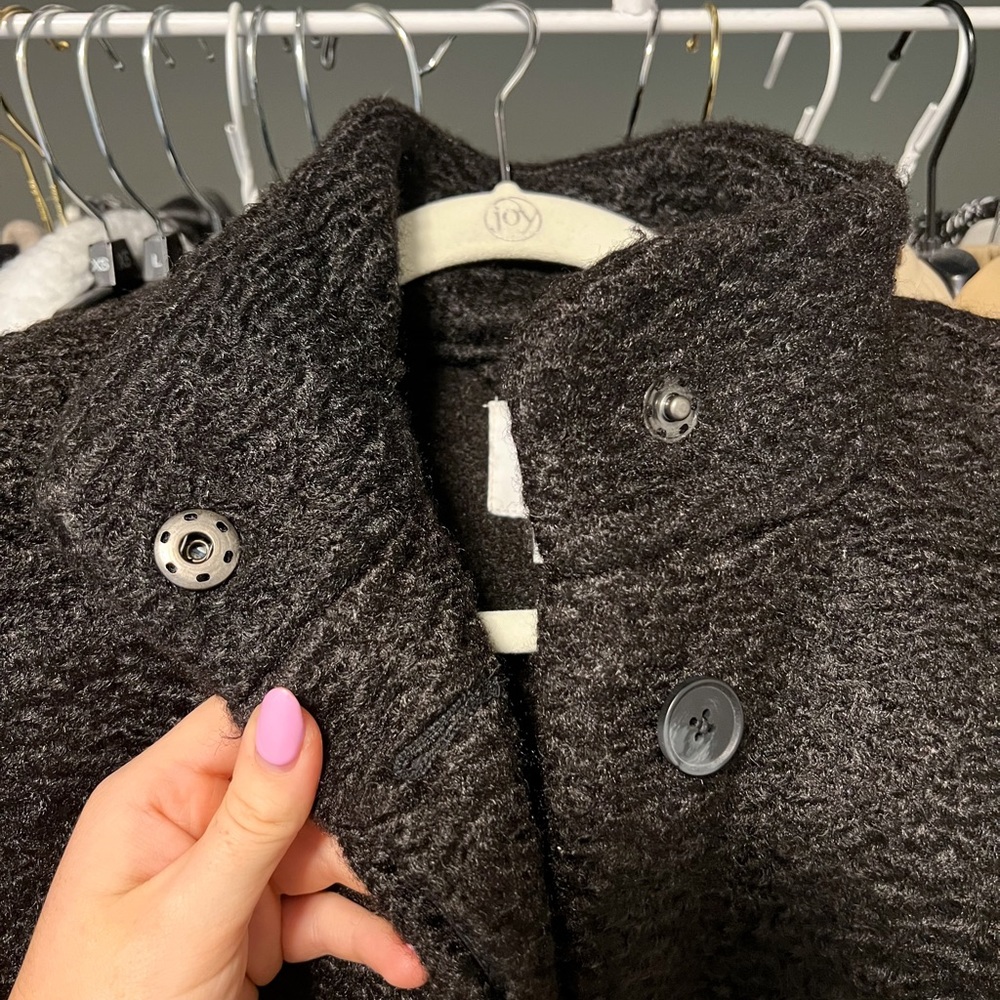 Old Navy Black Bouclé Midi Coat - Small - Picture 6 of 11